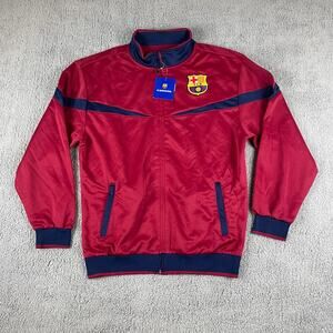 FC Barcelona Men's L Red Blue Polyester Full Zip Long Sleeve Soccer Track Jacket